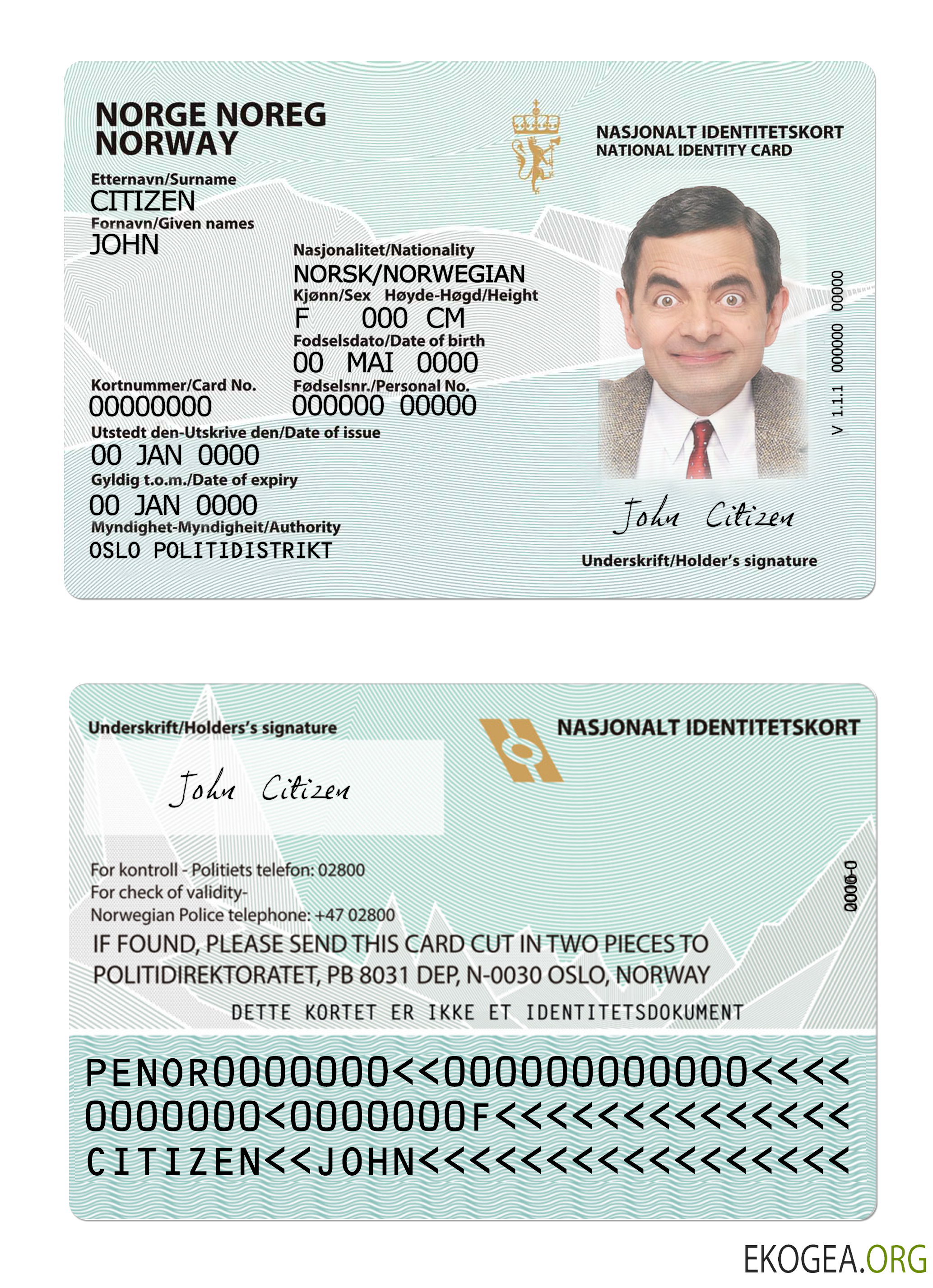 Carte d'identité norvégienne version 2